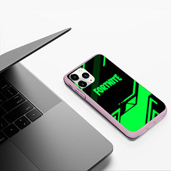 Чехол iPhone 11 Pro матовый Fortnite geometry green, цвет: 3D-розовый — фото 2