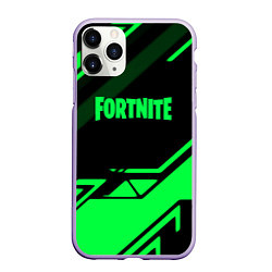 Чехол iPhone 11 Pro матовый Fortnite geometry green, цвет: 3D-светло-сиреневый