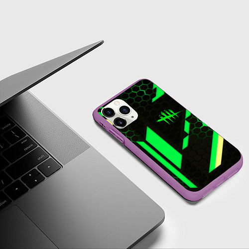 Чехол iPhone 11 Pro матовый Dead by daylight geometry pattern / 3D-Фиолетовый – фото 3