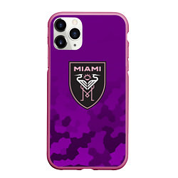 Чехол iPhone 11 Pro матовый Inter Miami logo pattern, цвет: 3D-малиновый