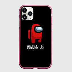 Чехол iPhone 11 Pro матовый Among us красный лого, цвет: 3D-малиновый