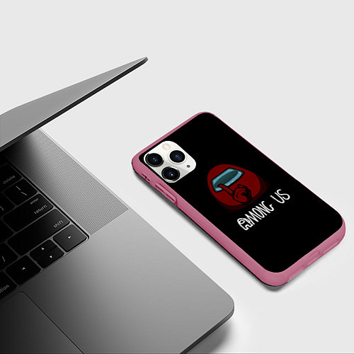 Чехол iPhone 11 Pro матовый Among us logo game / 3D-Малиновый – фото 3