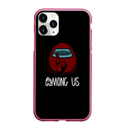 Чехол iPhone 11 Pro матовый Among us logo game, цвет: 3D-малиновый