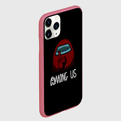 Чехол iPhone 11 Pro матовый Among us logo game, цвет: 3D-малиновый — фото 2