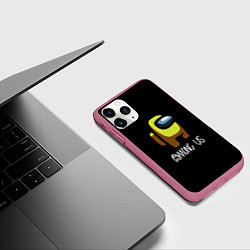 Чехол iPhone 11 Pro матовый Among us жёлтый, цвет: 3D-малиновый — фото 2