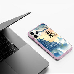 Чехол iPhone 11 Pro матовый Japanese landscape - watercolor, цвет: 3D-розовый — фото 2