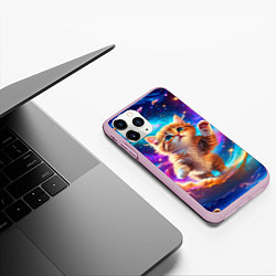 Чехол iPhone 11 Pro матовый Рыжий кот в космосе, цвет: 3D-розовый — фото 2