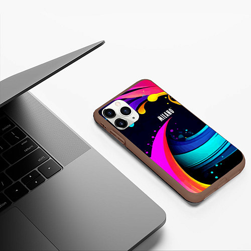 Чехол iPhone 11 Pro матовый Neon abstraction - Milano / 3D-Коричневый – фото 3