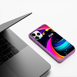 Чехол iPhone 11 Pro матовый Neon abstraction - Milano, цвет: 3D-фиолетовый — фото 2