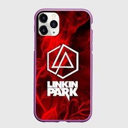 Чехол iPhone 11 Pro матовый Linkin park fire flower, цвет: 3D-фиолетовый