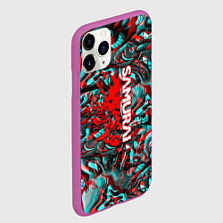 Чехол iPhone 11 Pro матовый Samurai glitch game, цвет: 3D-фиолетовый — фото 2