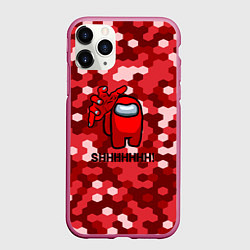 Чехол iPhone 11 Pro матовый Among us pixel game, цвет: 3D-малиновый