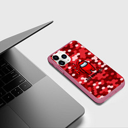 Чехол iPhone 11 Pro матовый Among us pixel game, цвет: 3D-малиновый — фото 2
