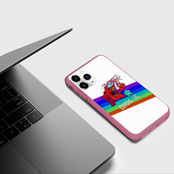 Чехол iPhone 11 Pro матовый Among us colors line монстр, цвет: 3D-малиновый — фото 2