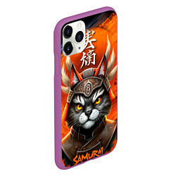 Чехол iPhone 11 Pro матовый Cat samurai, цвет: 3D-фиолетовый — фото 2