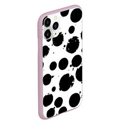 Чехол iPhone 11 Pro матовый Abstract black blots - ai art fantasy, цвет: 3D-розовый — фото 2