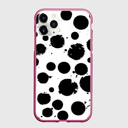 Чехол iPhone 11 Pro матовый Abstract black blots - ai art fantasy, цвет: 3D-малиновый
