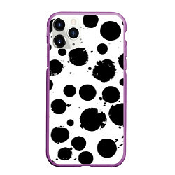 Чехол iPhone 11 Pro матовый Abstract black blots - ai art fantasy, цвет: 3D-фиолетовый