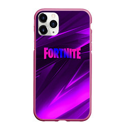 Чехол iPhone 11 Pro матовый Fortnite neon stripes angles logo, цвет: 3D-малиновый