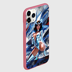 Чехол iPhone 11 Pro матовый Космическая секси девушка в блестящем купальнике, цвет: 3D-малиновый — фото 2