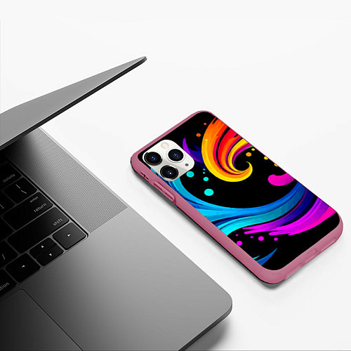 Чехол iPhone 11 Pro матовый Joy wave - ai art fantasy / 3D-Малиновый – фото 3