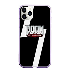 Чехол iPhone 11 Pro матовый Doom eternal geometry white, цвет: 3D-светло-сиреневый