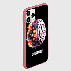 Чехол iPhone 11 Pro матовый Открой разум: мозг с цветами - Open mind, цвет: 3D-малиновый — фото 2