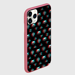 Чехол iPhone 11 Pro матовый Ведьмак глитч логотипы, цвет: 3D-малиновый — фото 2