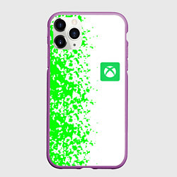 Чехол iPhone 11 Pro матовый Xbox кислотные зеленые краски, цвет: 3D-фиолетовый