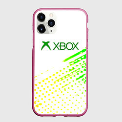 Чехол iPhone 11 Pro матовый Xbox краски текстура геймер, цвет: 3D-малиновый