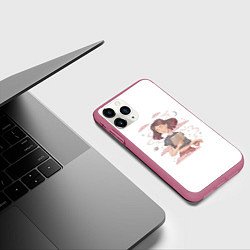 Чехол iPhone 11 Pro матовый Pink dreams girl with book, цвет: 3D-малиновый — фото 2