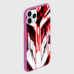 Чехол iPhone 11 Pro матовый Хаотичная красно-белая абстракция на чёрном фоне, цвет: 3D-фиолетовый — фото 2
