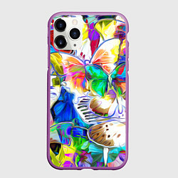 Чехол iPhone 11 Pro матовый Живописные бабочки, цвет: 3D-фиолетовый