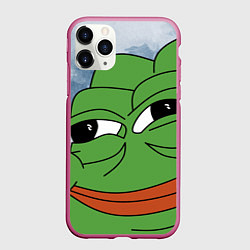 Чехол iPhone 11 Pro матовый Хитрый лягушонок пепе, цвет: 3D-малиновый