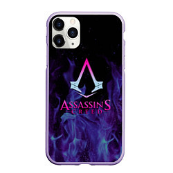 Чехол iPhone 11 Pro матовый Assassins Creed flame, цвет: 3D-светло-сиреневый