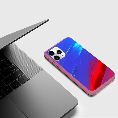 Чехол iPhone 11 Pro матовый Неоновые полосы геометрия / 3D-Малиновый – фото 3
