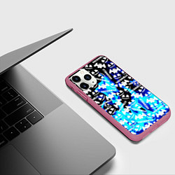 Чехол iPhone 11 Pro матовый Marshmello fire, цвет: 3D-малиновый — фото 2