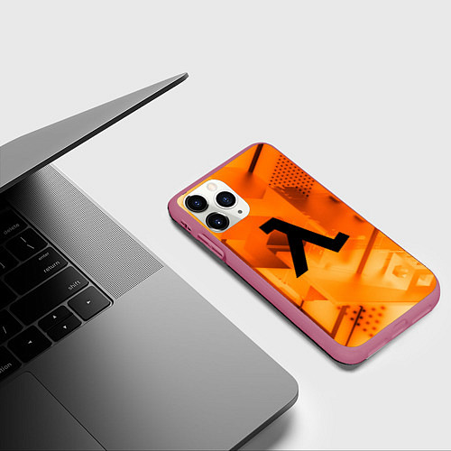 Чехол iPhone 11 Pro матовый Half life rusty steel / 3D-Малиновый – фото 3