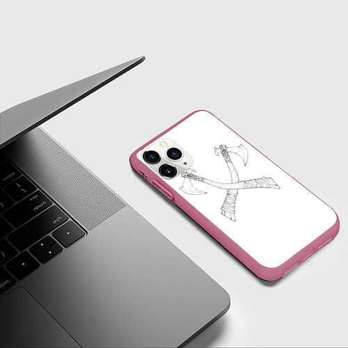 Чехол iPhone 11 Pro матовый Топоры / 3D-Малиновый – фото 3