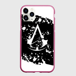 Чехол iPhone 11 Pro матовый Assassins Creed logo краски, цвет: 3D-малиновый