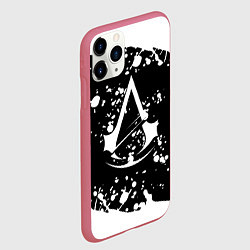 Чехол iPhone 11 Pro матовый Assassins Creed logo краски, цвет: 3D-малиновый — фото 2
