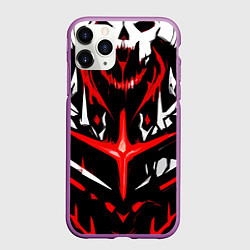Чехол iPhone 11 Pro матовый Бело-красная абстракция на чёрном фоне, цвет: 3D-фиолетовый