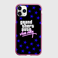 Чехол iPhone 11 Pro матовый GTA star vice city, цвет: 3D-малиновый