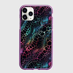 Чехол iPhone 11 Pro матовый Змеиный принт, цвет: 3D-фиолетовый