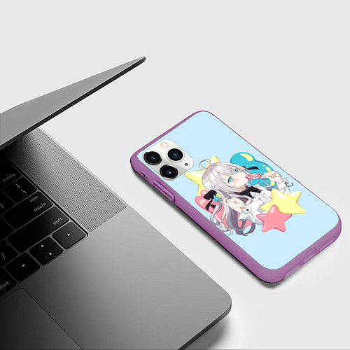 Чехол iPhone 11 Pro матовый Алиса - Аля иногда кокетничает со мной по-русски / 3D-Фиолетовый – фото 3