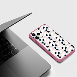 Чехол iPhone 11 Pro матовый Узор полукруг, цвет: 3D-малиновый — фото 2