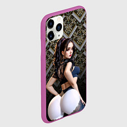 Чехол iPhone 11 Pro матовый Сексуальная девушка в белом обтягивающем белье, цвет: 3D-фиолетовый — фото 2