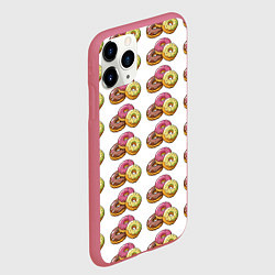 Чехол iPhone 11 Pro матовый Пончики-фастфуд паттерн, цвет: 3D-малиновый — фото 2