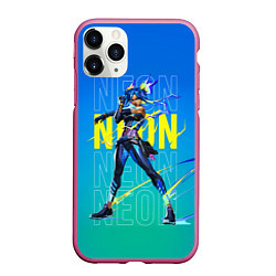 Чехол iPhone 11 Pro матовый Neon Valorant, цвет: 3D-малиновый