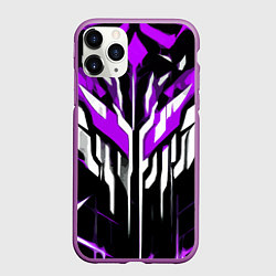 Чехол iPhone 11 Pro матовый Purple and white abstraction on a black background, цвет: 3D-фиолетовый